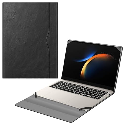 Fintie Hülle für 16 Zoll Samsung Galaxy Book 4 Edge/Galaxy Book 4 Ultra/Galaxy Book 4 Pro 360/Galaxy Book 3 Ultra/Galaxy Book 3 Pro 360 - Premium Folio Schutzhülle mit Dokumentschlitze, Schwarz
