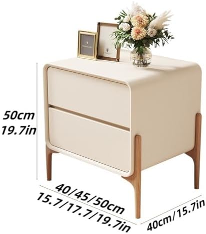 Modern Wooden Nightstand with 2 Storage Drawers, Bedside Table, Small Dresser with High Legs for Living Room, Bedroom, Hotel (Natural Finish, 19.7"x15.7"x19.7")