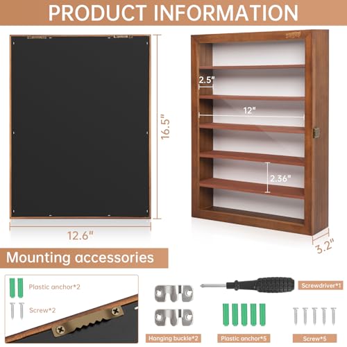 WELIDAY Sunglasses Organizer Storage Case Wall Mounted Glasses Display Case Wood Eyewear Holder (Brown)
