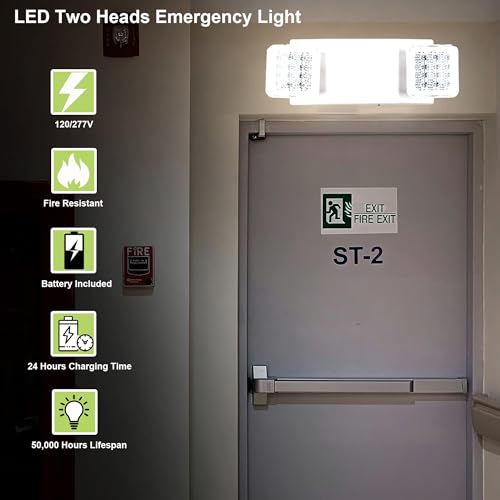 Lit-Path LT-EL005 Led Emergency Lighting Fixtures With 2 Led Heads And Back Up Batteries- Us Standard Exit Light, Ul 924 And Cec Qualified, 120-277 Voltage thumb #4