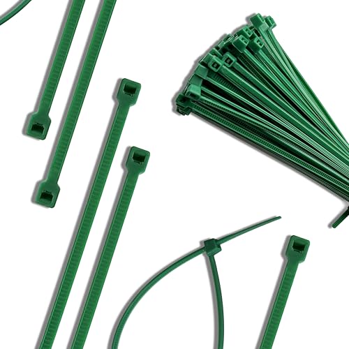 Image of Evoges 2.5x200mm Green Cable Ties (Pack of 100) | Heavy-Duty Nylon Zip Ties | 8kg Tensile Strength | Durable Wire & Cord Fasteners