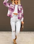 HOTOUCH Flannels For Women Cropped Shacket Fall Plaid Jackets 2025 Coat Fashion Outfits