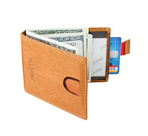 Preisvergleich Produktbild Kreditkarte Brieftasche Mit Geldscheinklammer - RFID Schutz Front Pocket Geldbörse Minimalistischen Geldbörse aus echtem Leder Schlanke Brieftasche Geldscheinklammer für Männer