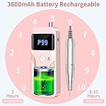 Portable Nail Drill Professional 35000 RPM, Rechargeable Electric Nail File Machine Cordless E-File for Acrylic Gel Polishing Removing with Bits Kit for Manicure Salon Home, Pink - Image 5