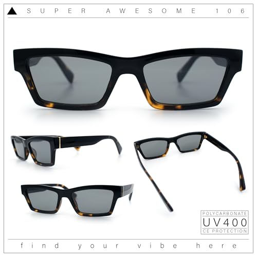 SA106 Hipster Dad Fashion Narrow Rectangle Thick Plastic Horn Rim Sunglasses2