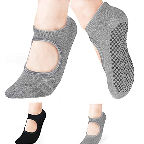 SQAQS 2 Pares Calcetines de Yoga, Calcetines de Yoga Pilates Antideslizantes para Mujer, para Mujer, Pilates, Barras, Ballet, Fitness Antideslizantes Calcetines Cover