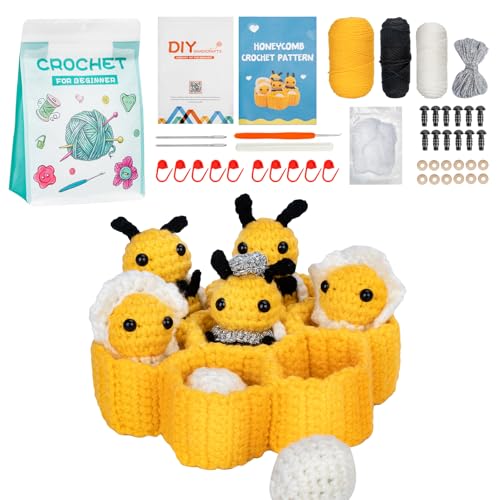 Crochet Kit For Beginners, Bee Family Knitting Set, Crafts For