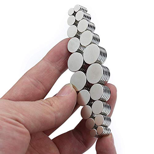 DIYMAG 100Pcs 5 Different Sizes Small Refrigerator Magnets, Tiny Round Disc Fridge Magnets for Office, Hobbies, Crafts, Whiteboard, Dry Erase Board and Push Pins
