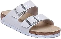 Birkenstock Arizona Unisex Sandals, White Leather, 13 US Women Narrow/11 US Men Narrow