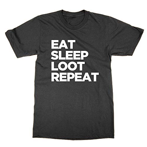 T-shirt Eat Sleep Loot Repeat noir en coton peigné col rond