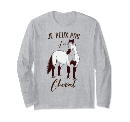 Je Peux Pas J'ai Cheval Uomo Donna Bambini Equitazione Maglia a Manica