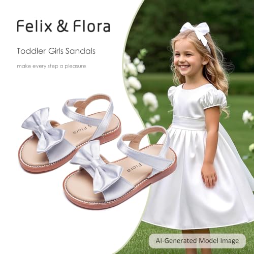 Image of Felix & Flora Toddler Girl Sandals - Little Girl Easter Dress Shoes Lightweight Open Toe Beach Holiday Flats
