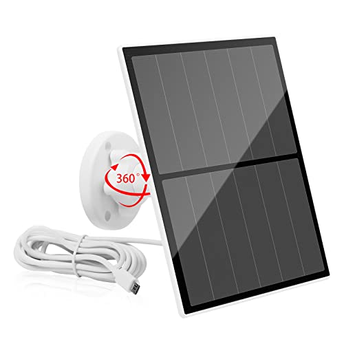 MYM Solar Panel for Rechargeable Battery Outdoor Camera, 5W 6V Outdoor Security Camera Solar Panel with IP66 Waterproof, Micro USB Port and Type-C Interface, Continuously Power for Surveillance Camera