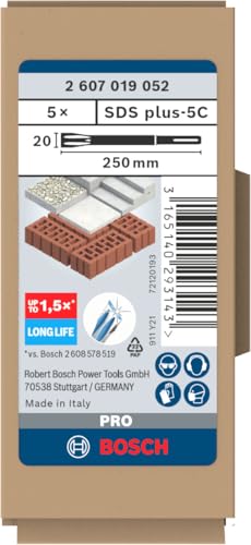 Burin plat SDS Plus BOSCH Pack de 5 pièces Long Life avec stop de rotation - vue 2