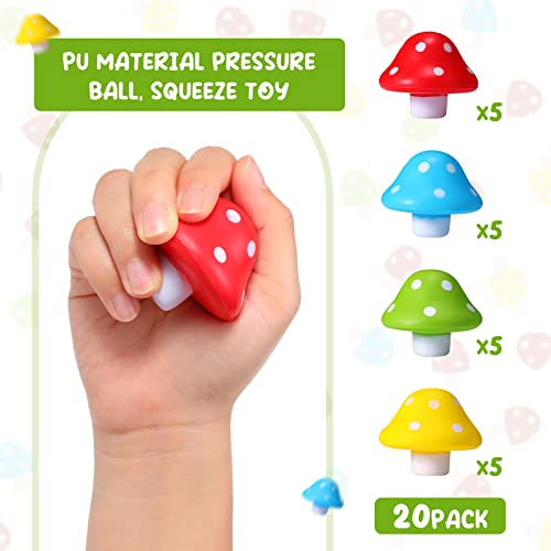 Jerify-Mushroom-Toys-Mini-Stress-Balls-Mushroom-Party-Favors-PU-Foam-Stretchy-Balls-157-Inch-Stress-Relief-Fidget-Toys-Bulk-for-Festival-Trinkets-Adults-Anxiety-Relaxing-bright-Colors-20-Pcs