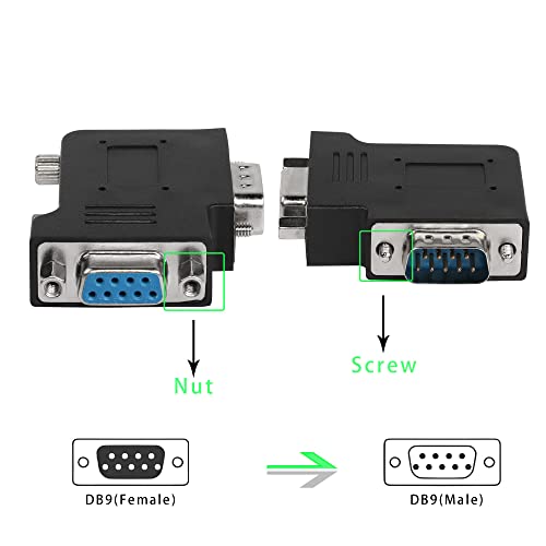 QIANRENON Adattatore Seriale RS232 DB9 A 90° – Maschio-Femmina, A L, Per Modem, Scanner, Stampanti