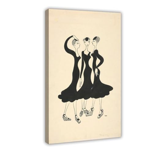 Impressions sur toile Art Déco de haute qualité avec cadre en bois chic 30x45cm