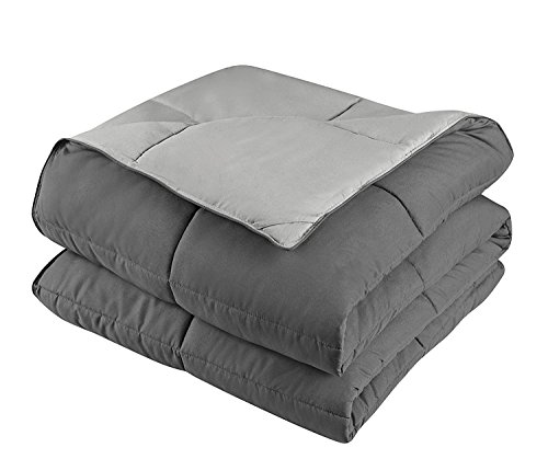 Couette réversible coton égyptien 600 fils grand lit King Size gris argenté chaud - 3