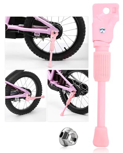 LEICHTEN Kickstand for Kids Bike for 16 Inch Wheel Bicycle, Rear Side Mount Bicycle Kick Stand Kids Bike Accessories, Non-adjustable Pink