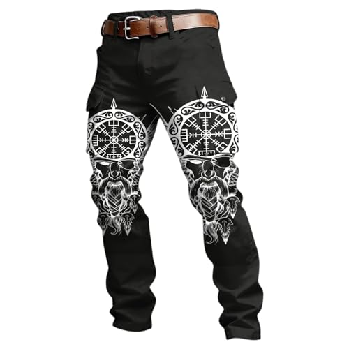 Dasongff - Pantalones de trabajo para hombre, vikingos, mitología nórdica, runas, pantalones de carga, estiramiento, cintura elástica, pantalones de senderismo al aire libre, resistentes al desgaste