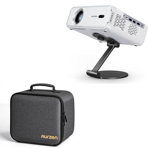 Image of Aurzen EAZZE D1 Smart Projector Bundle with Adjustable 180° Projector Stand & Protective Carrying Case, Ideal for Indoor & Outdoor Movie Nights