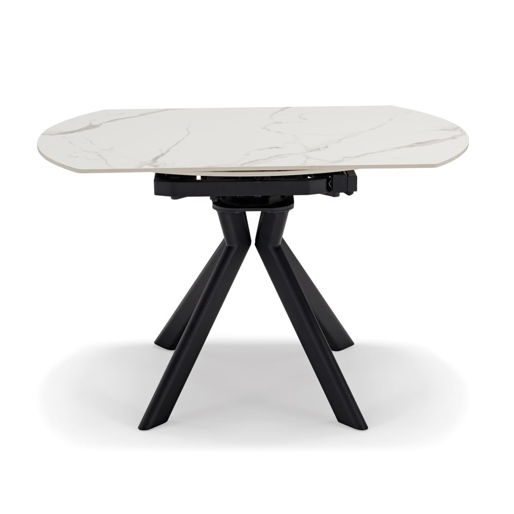 REDÒKASA Tavolo da pranzo ellittico allungabile 120x80 modello MAUI, con meccanismo di apertura automatico, design moderno per sala da pranzo, cucina e soggiorno (Marmo Calacatta Gold Lucido)