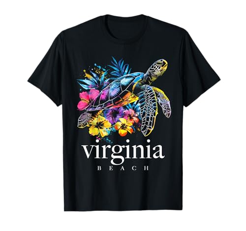 Virginia Beach Souvenir Surfer Diver Sea Turtle T-Shirt