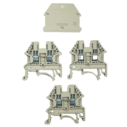 Bloque de terminales carril DIN DK2.5N de tornillo beige para cable 12-22AWG