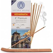 Premium Incense Sticks, 8 Inch, Made from Temple Flowers, Includes Incense Burner Stand, Kedarnath Scent, 80 Count, Palo Santo and White Sage Blend, Home Meditation Aromatherapy