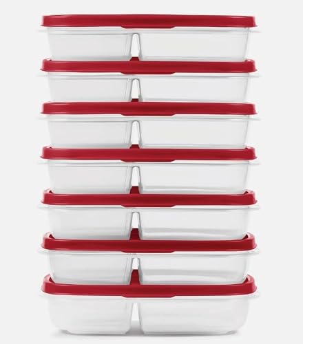 Image of Rubbermaid 14 Piece Easy Find Lids Meal Prep Food Storage Divided Containers Set BPA-free Dishwasher Microwave Freezer Safe