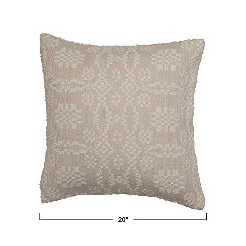 Creative Co-Op Decorative Woven Cotton Jacquard Square Throw Pillow, Beige & Cream #TOP1