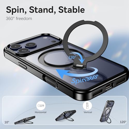 Coque pour iPhone 17 Pro Max antichoc résolvant le risque de chute avec son anneau rotatif stable - 2