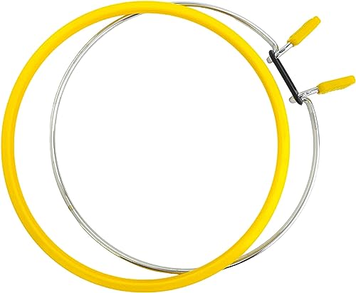 Image of Nurge Metal Embroidery Hoops - Premium Spring Tension Embroidery Hoop for Cross Stitch - Durable Ring with Quick Release Safety Clip - Ideal for Crafters,Beginners & Professionals - Yellow - Large