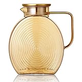 Bosiyrggrl Jarra de Vidrio con Tapa para Puerta de Refrigerador, Jarra Grande de 2,5 L/84 Oz para Agua, Limonada y Té Helado con Asa.