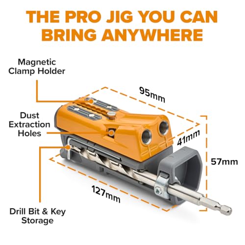 Image of Bora Pro Compact Pocket Hole Jig, Auto-Adjusting Complete Pocket Hole Joinery System Including Square Driver Bits, Color-Coded System, Durable Metal Body, Non Slip Pads for Stability, BR-A170325-EM