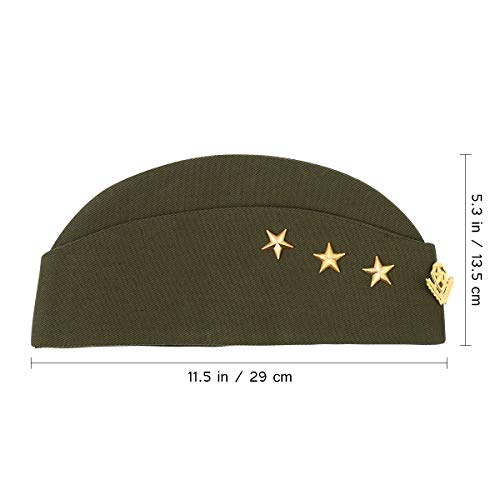 Bestoyard Nautical Sailor Hat Three Stars Wheat Stewardess Hat Airline Beret Adult Costume Accessory Halloween Cosplay Costume (Army Green) #TOP3