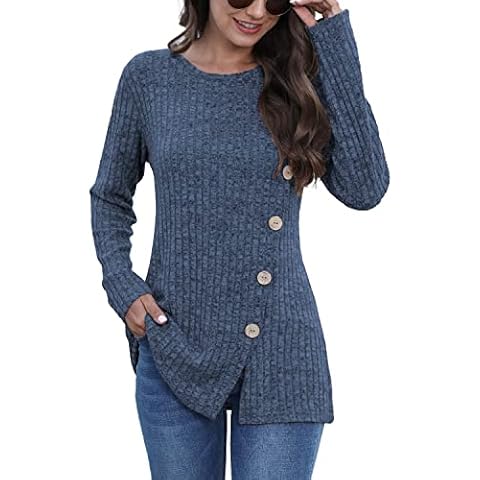 JomeDesign Sweaters for Women Crewneck Long Sleeve Lightweight Fall Sweatshirt Blue Cover