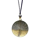 ASTER ALHELÍ Lange Halskette für Damen mit Pusteblumen-Anhänger in Bronzeoptik – Boho Kette mit Verstellbarem Braunem Wildlederband – Leichter Modischer Schmuck mit Floralem Design