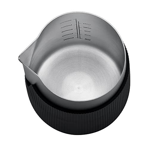 Normcore Handleless Milk Pitcher with Sharp Spout, Espresso Steaming Pitcher, 18/8 Stainless Steel Milk Frothing Jug, Black Non-Stick, 20.3 oz (600 ml)