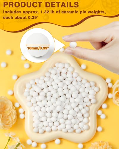 image for PLANTIONAL Ceramic Pie Weights, 1.5 Lb Reusable 10mm Baking Beads with