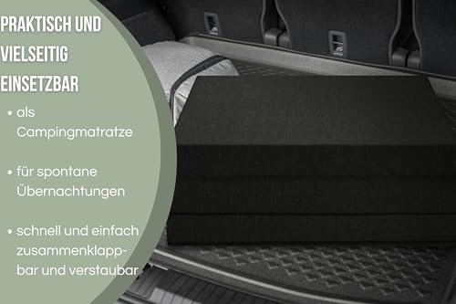 Badenia Trendline faltbare Gästematratze mit strapazierfähigem Microfaser Bezug, Öko-Tex zertifiziert 196 x 65 x 8,5 cm Liegefläche , schwarz, produziert nach deutschem Qualitätsstandard