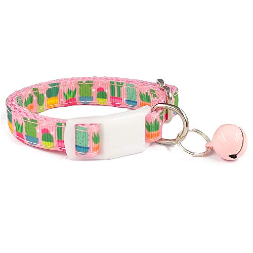 WAAAG Pet Supplies, (Cactus and Succulents) Cat Collar, Dog Collar, Small Dog Collar, Medium Dog Collar, Large Dog Collar (Pink Cactus Collar, XXS)