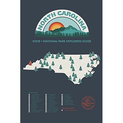 North Carolina State Parks Bucket List Poster, Gorgeous Map of North Carolina Featuring State and National Parks, Great Travel Gift, North Carolina State Map, 12x18”, North Carolina Pushpin Map Cover