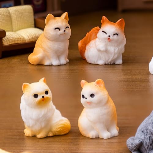 Toddmomy Lot de 12 Mini Figurines De Chat en Résine Décoration Chat Réaliste Petites Statues Peintes À La Main pour Jardin Pots Mini Jardin Intérieur Et Extérieur – vue 5