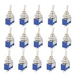 CESFONJER 15 Pcs Mini-Kippschalter, Blau 125 V 6A ON-Off 3 Pins 2 Position Marinefahrzeuge Kippschalter, Instrumententafel Wippschalter.