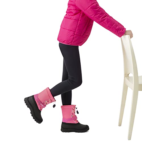 Greatonu Kids Snow Boots Boys Girls Mid Calf Insulated Waterproof Winter Shoes Pink Little Kid 3.5 #TOP1