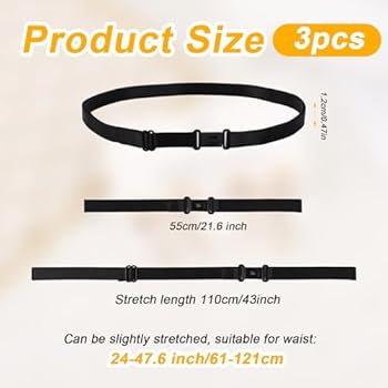 PEUTIER 3 Stück Crop Tuck Band, Verstellbares Elastisches Band für Frauen - Verwandeln Sie Ihren Stil (Schwarz Weiß