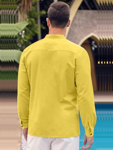 Image of Mens Casual Button Down Shirt | Cotton Luster Long Sleeves Shirts | Mandarin Collared Shirts