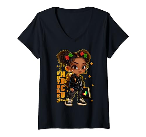 Mujer Futura graduación de graduación de HBCU Juneteenth Black History Month Camiseta Cuello V