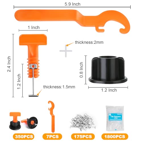 image for DGSL 350PCS Tile Leveling System Kit, 1/16 Inch Reusable Tile Spacers 